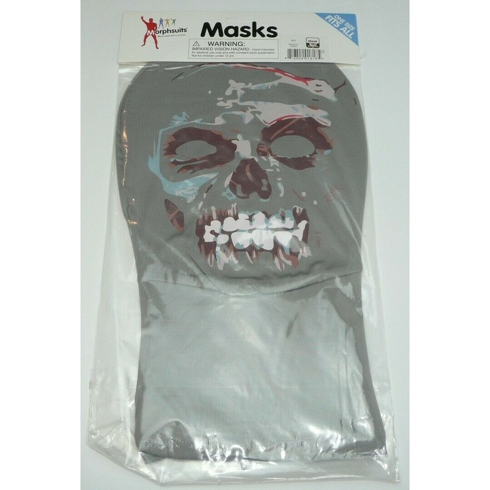 Zombie Morphsuit Mask Hood Skull Halloween Ghoul Monster Scream Creepy Costume